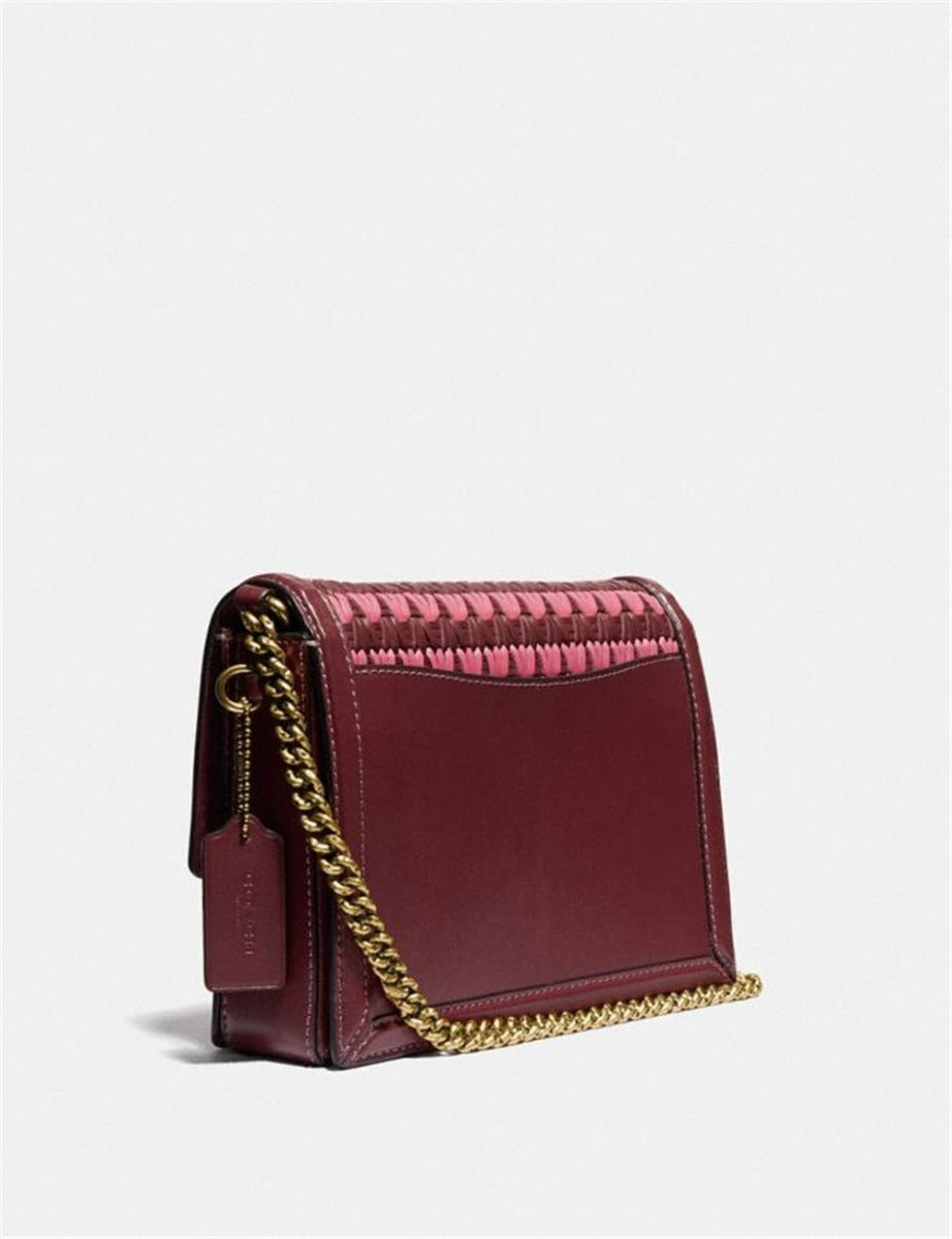 Coach 613 Hutton Shoulder Bag With Weaving In Wine Multi Coach 613 Hutton Shoulder Bag With Weaving In Wine Multi